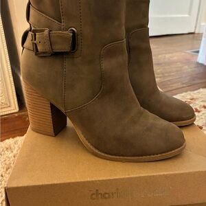 Charlotte Russe Olive Heeled Boots